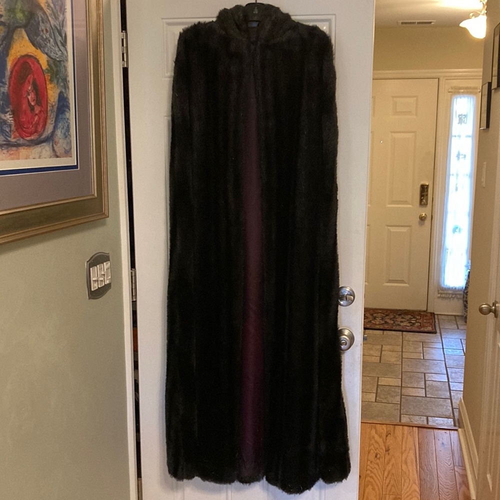 Full length faux fur cape